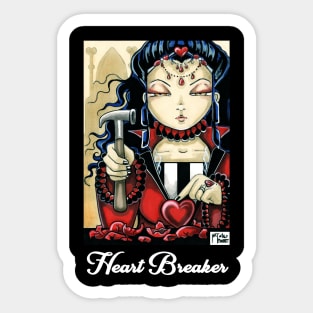 Queen of Hearts - Heart Breaker - Quote - White Outlined Version Sticker